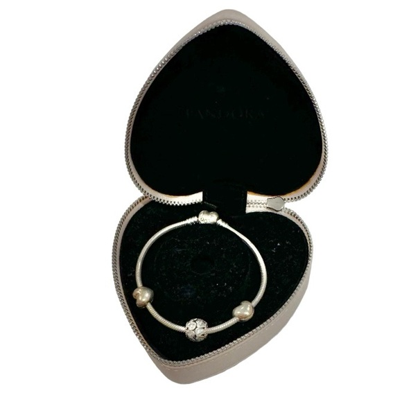 Pandora Moments Hearts clasp snake chain bracelet ST LUCIA CHARM - Picture 3 of 12